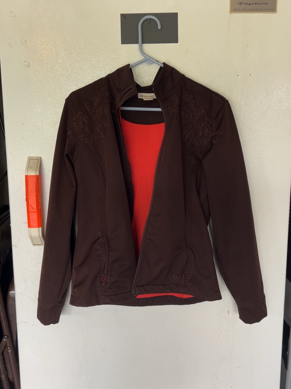 Ariat Brown Bomber Jacket with Red Interior